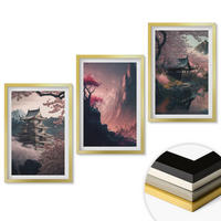 WANDBILDER 3er Set - 40x60 cm Goldrahmen - Fantasielandschaften der japanischen Berge - Goldfarben, Kunststoff (40/60cm) - ArtPrintCave
