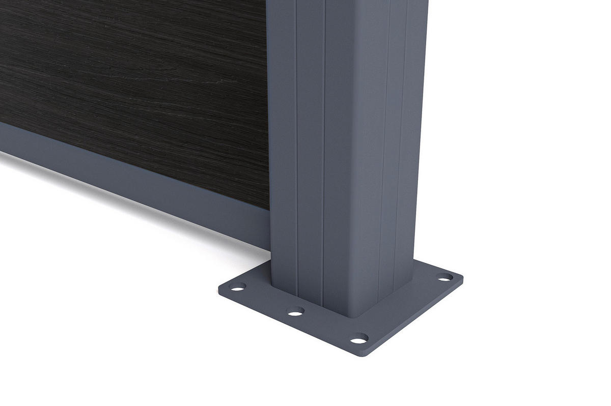 ERWEITERUNGSSET für Verbundzaun 2 m STOCKHORN H. 150 cm auf Sockel, grau - Grau, Holzwerkstoff (200/150cm) - Casanoov