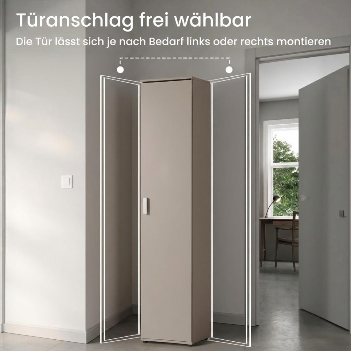 MEHRZWECKSCHRANK mit 1 Tür & 4 Einlegeböden in Kaschmir - Kaschmir, Holzwerkstoff (40/184/35cm) - Home Collective