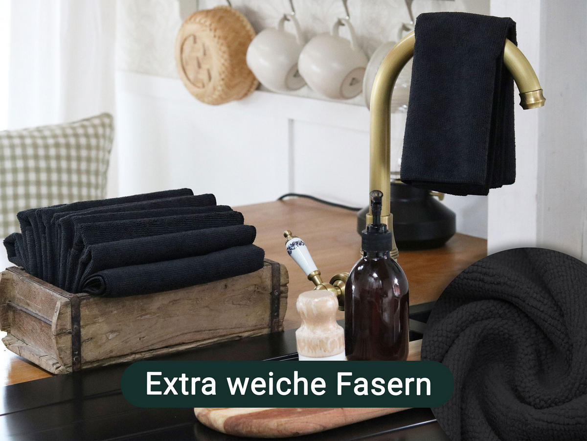 REINIGUNGSTÜCHER, 30er-Set, 40 x 40 cm, 80% Polyester, 20% Polyamid, Schwarz - Anthrazit, Textil (40/40cm) - Zollner