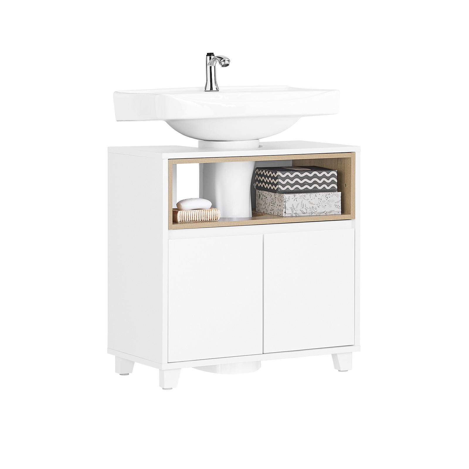 WASCHBECKENUNTERSCHRANK Weiß 60cm - Weiß, Holzwerkstoff (60/61/30cm) - SoBuy