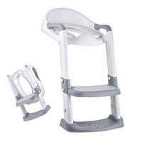 TOALETNÉ SEDADLO Sivo-biele s rebríkom - viacfarebná, plast (35/55/44cm) - Relaxdays