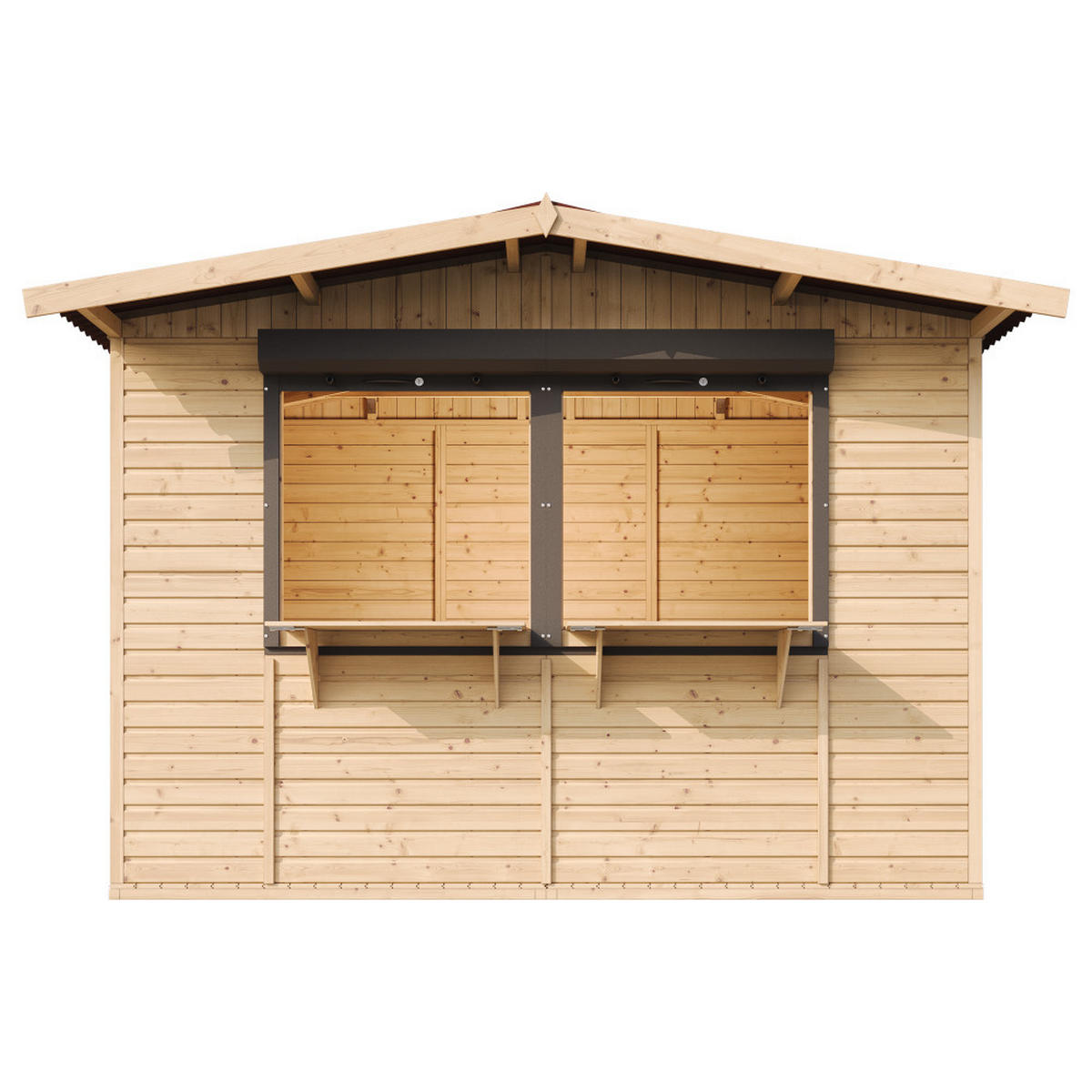 MARKTBUDE Holz M150Z Gartenhaus - 263 x 336 cm / 6 m2 - Beige, Holz (336/232/236cm) - Timbela