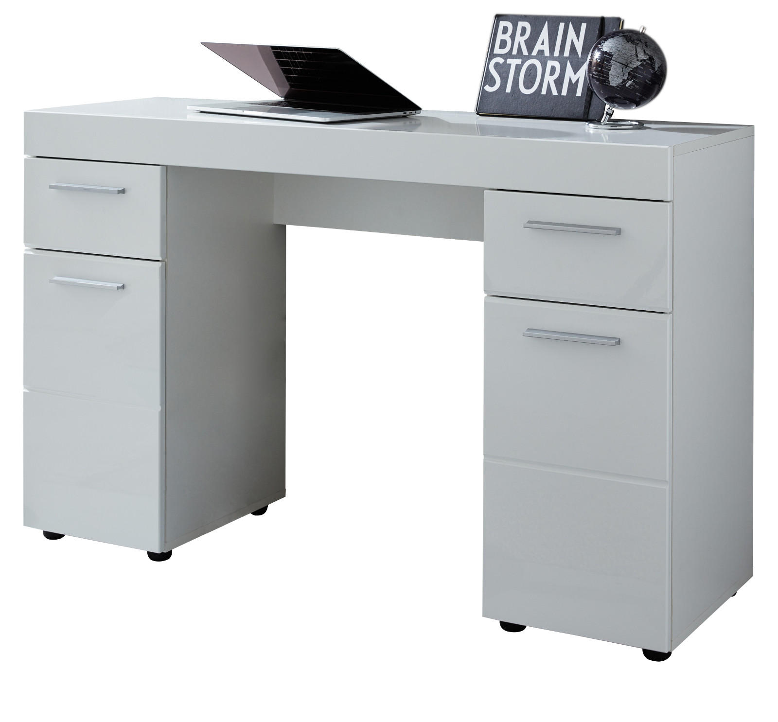 Top.Furn Schreibtisch Weiß Hochglanz 120x76x41 cm