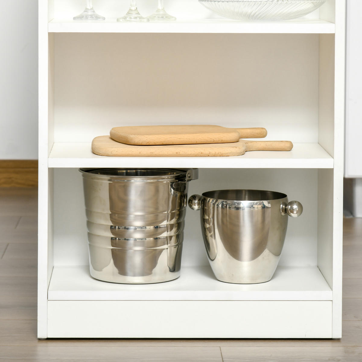 BARTISCH DE-14795 4 offene Ablagen Weiß/Naturholz - Naturfarben, Holzwerkstoff (115/50/102.7cm) - ComfortXL