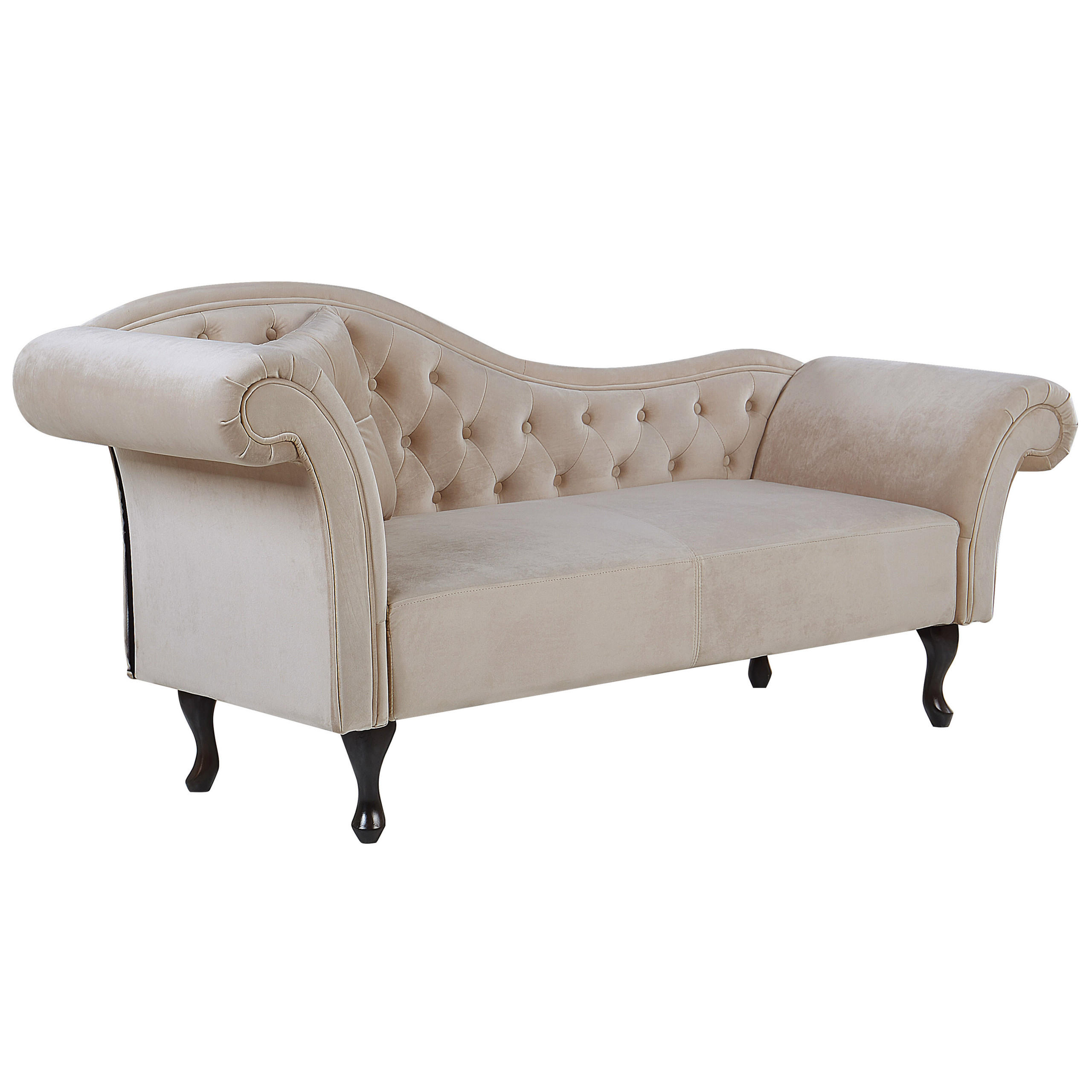 CHAISELONGUE Samtstoff beige linksseitig Lattes - Beige, Textil (188/87/59cm) - Beliani