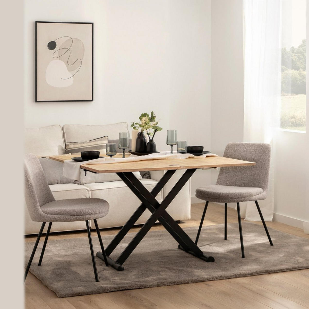 COUCHTISCH AUSZIEHBARER UND ERHÖHTER Tapi 110 cm x 46-75 cm - Hellbraun, Holz (57/110/46cm) - Klast Home