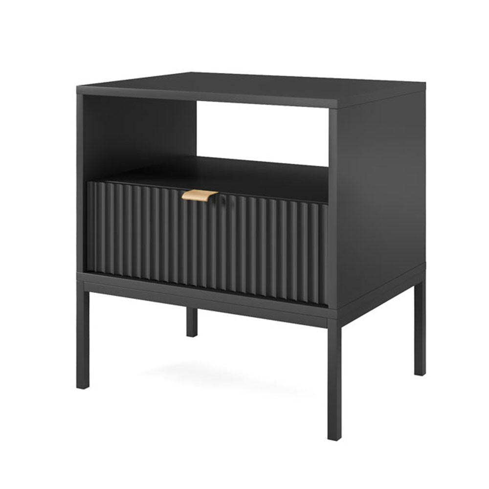 NACHTKONSOLE Nova Schwarz 54 / 39 / 56 cm - Goldfarben/Schwarz, Holz/Holzwerkstoff (54/56/39cm) - Feldmann-Wohnen