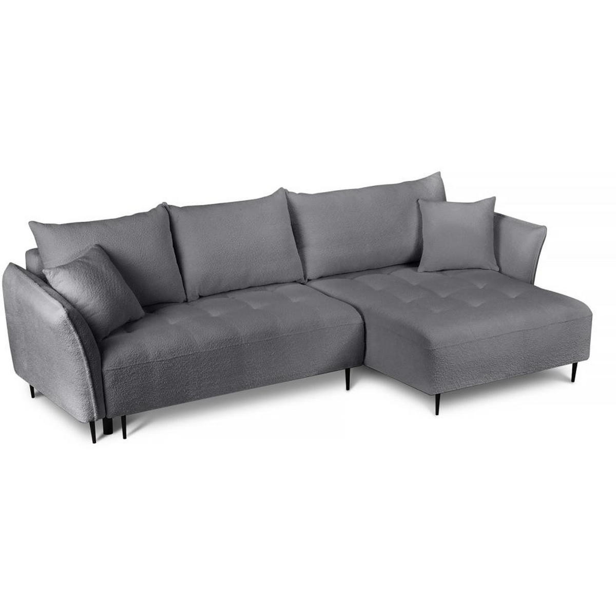 ECKSCHLAFSOFA Bari rechts dunkelgrau - Dunkelgrau/Schwarz, Textil (276/158cm) - Beautysofa