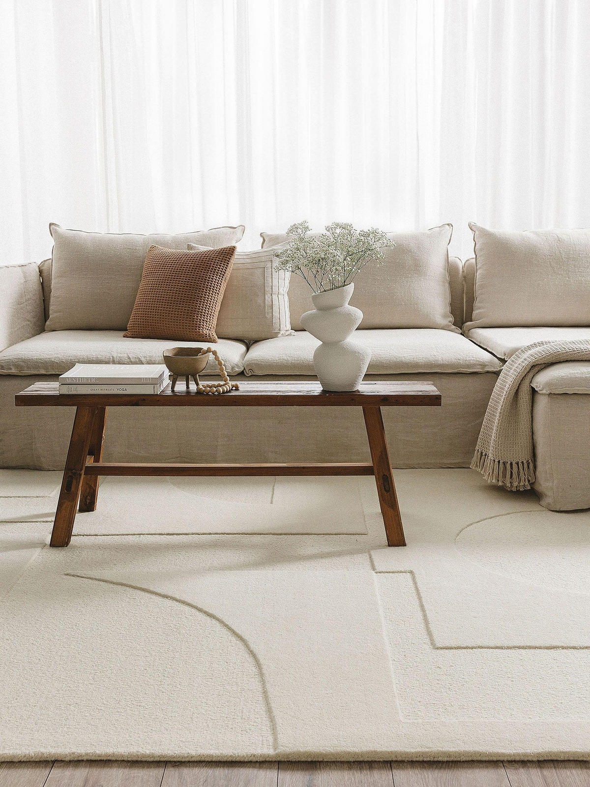 WOLLTEPPICH Logan Cream 200x300 cm - Creme, Textil (200/300cm) - benuta Pure