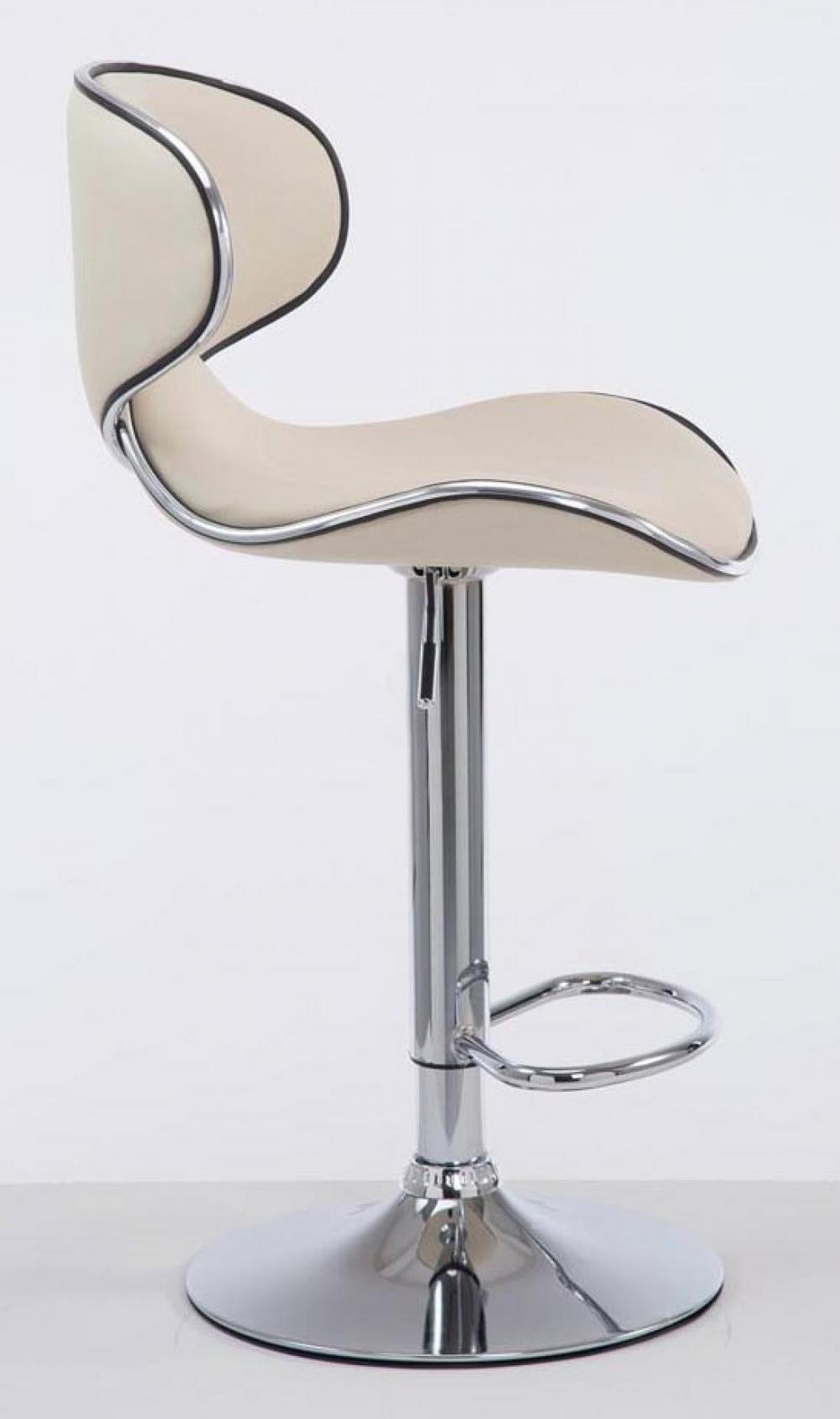 BARHOCKER 2er Set Lederlook creme - Chromfarben/Creme, Textil/Metall (46/88/49cm) - CLP