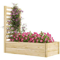 HOCHBEET DE-12244 mit Rankgitter 115/60/110 cm offener Boden Natur - Naturfarben, Holz (115/110/60cm) - ComfortXL