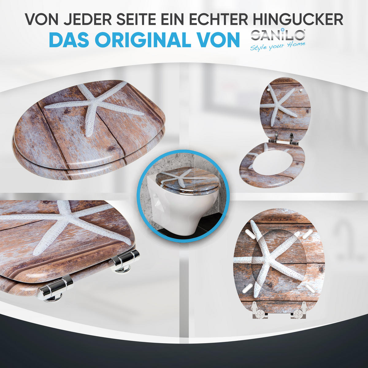 WC-SITZ mit Absenkautomatik Bahia - Braun, Holzwerkstoff (38/6/47cm) - Sanilo