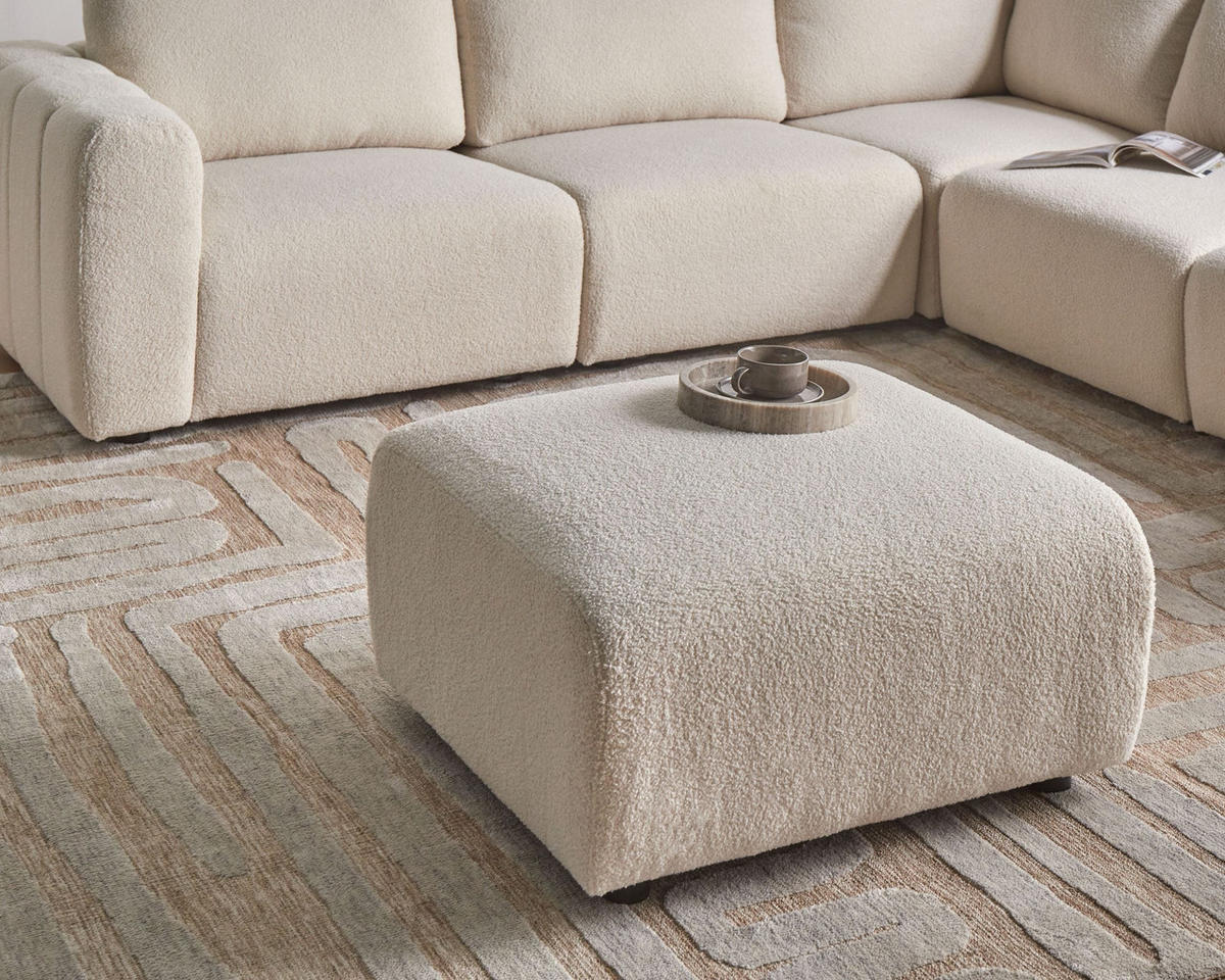 OTTOMANE Bouclé Cremeweiß Kivvik - Creme, Textil (82/41/80cm) - Beliani