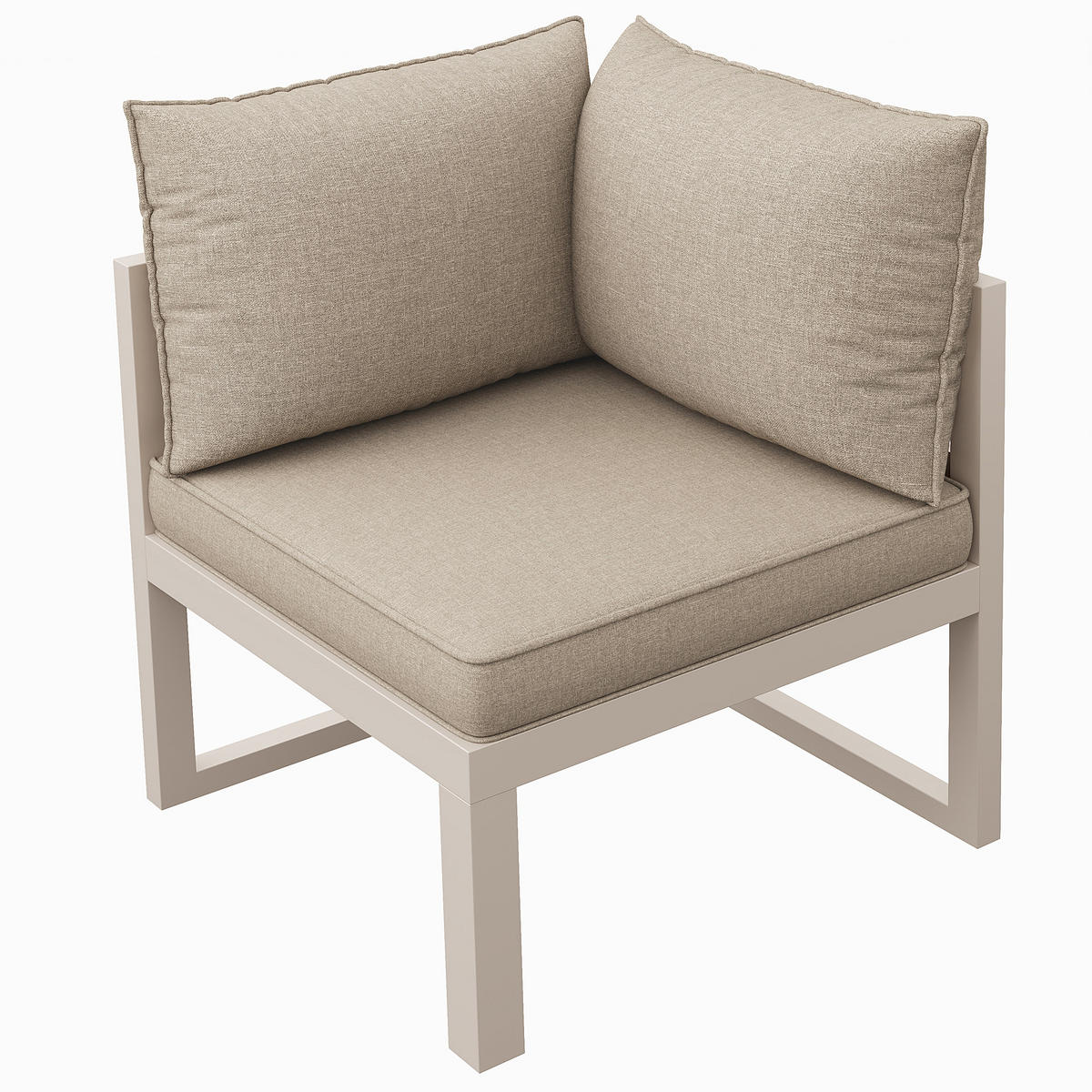 LOUNGEGARNITUR aus Eisen 178x178x62 cm Beige mit verstellbarer Rückenlehne - Beige, Metall - Modfu
