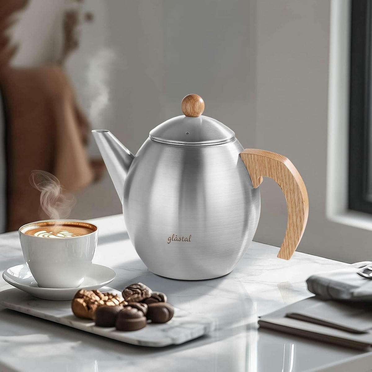 TEEKANNE Edelstahl 1200ml mit Teesieb doppelwandig - Silberfarben, Metall (6.3/6.3cm)