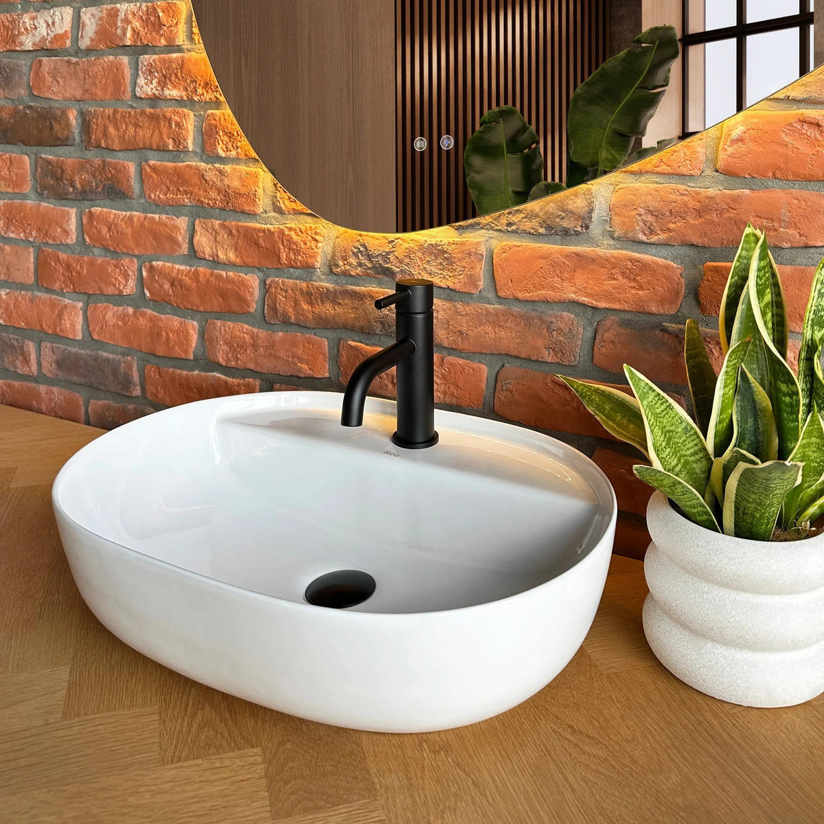 AUFSATZWASCHBECKEN Rea Aura 51 - Weiß, Keramik (38.5/13.5/50.5cm) - REA