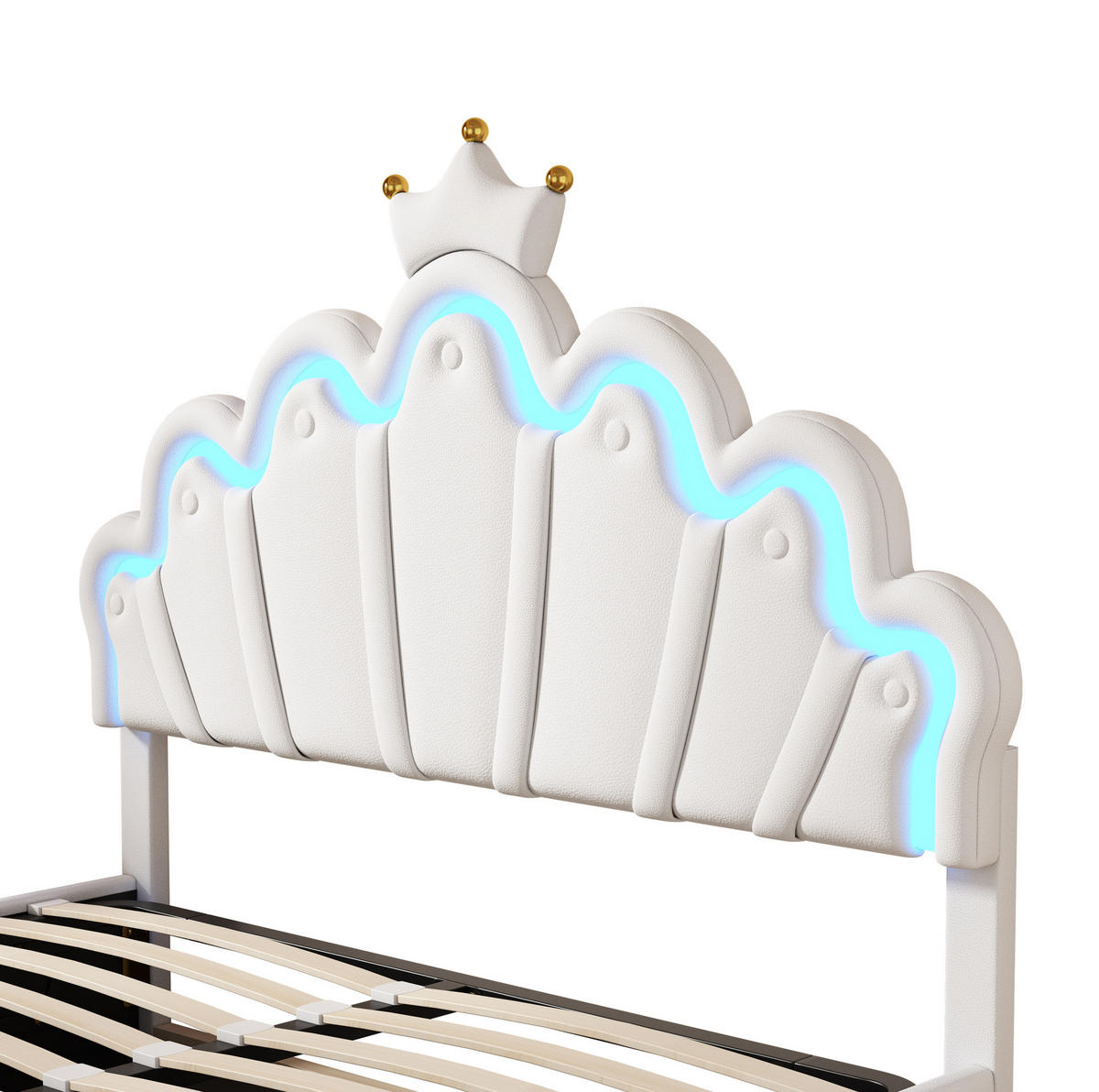 POLSTERBETT 140/200 cm Weiß aus Kunstleder mit LED-Beleuchtung - Weiß, Kunststoff (140/200cm) - OKMYHOME