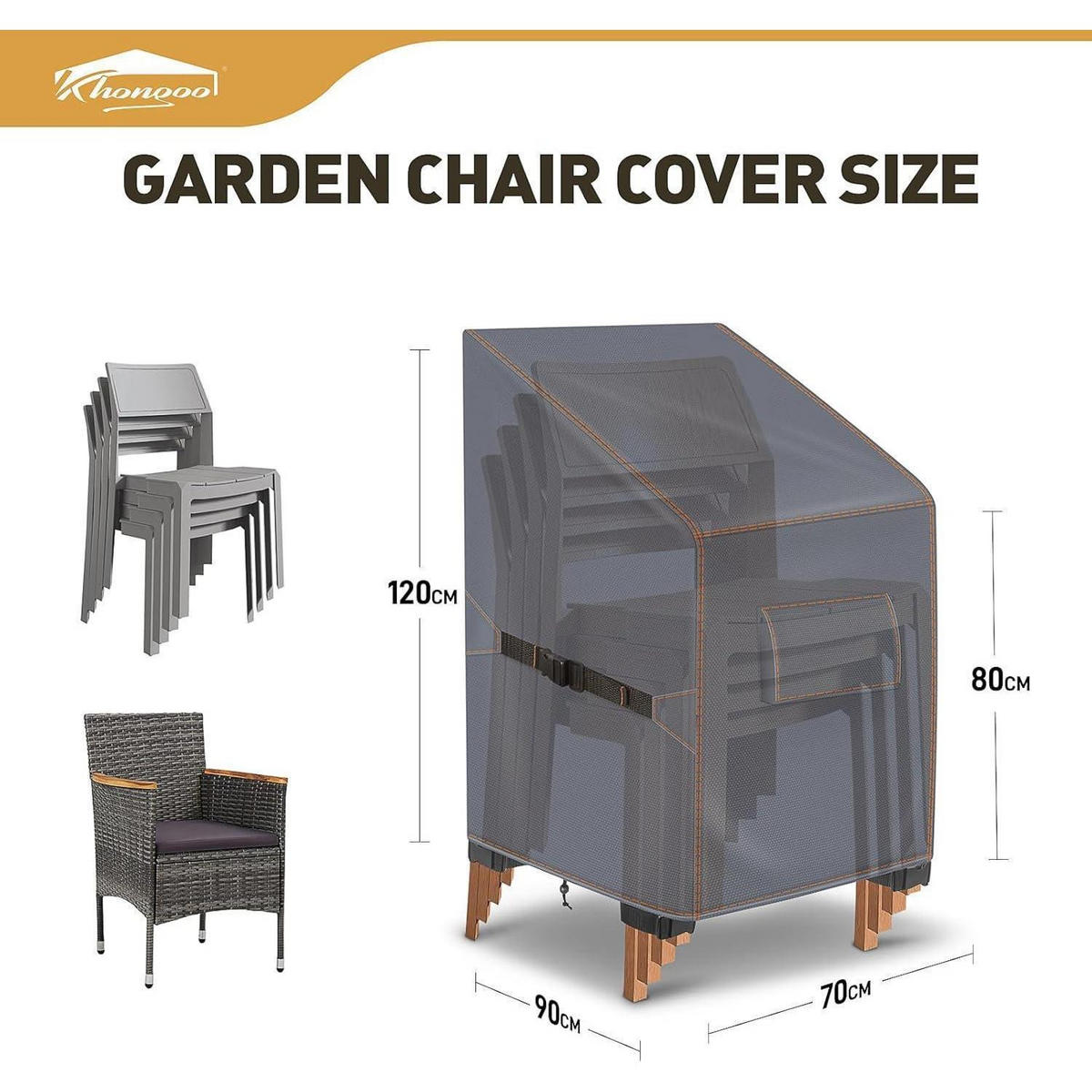 GARTENSTUHL Abdeckung Grau 70 x 90 x 80/120 cm - Grau, Textil (70/120/90cm)
