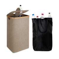 PFANDFLASCHEN-SAMMELBEHÄLTER - Beige, Holz/Textil (42/70/34cm) - Relaxdays