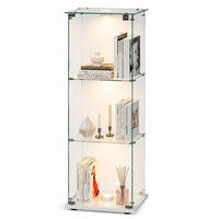 VITRINE 3-stöckig mit LED,Staubdicht,Weiß - Weiß, Glas (40/123/35cm) - PARAFTA HOME