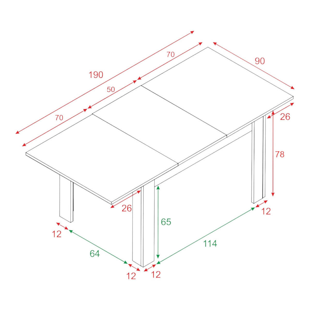 TISCH Ausziehbar Holzeffekt Eiche, Weiß 90/190/78 cm - Eichefarben, Holzwerkstoff (90/190/78cm) - DMORA