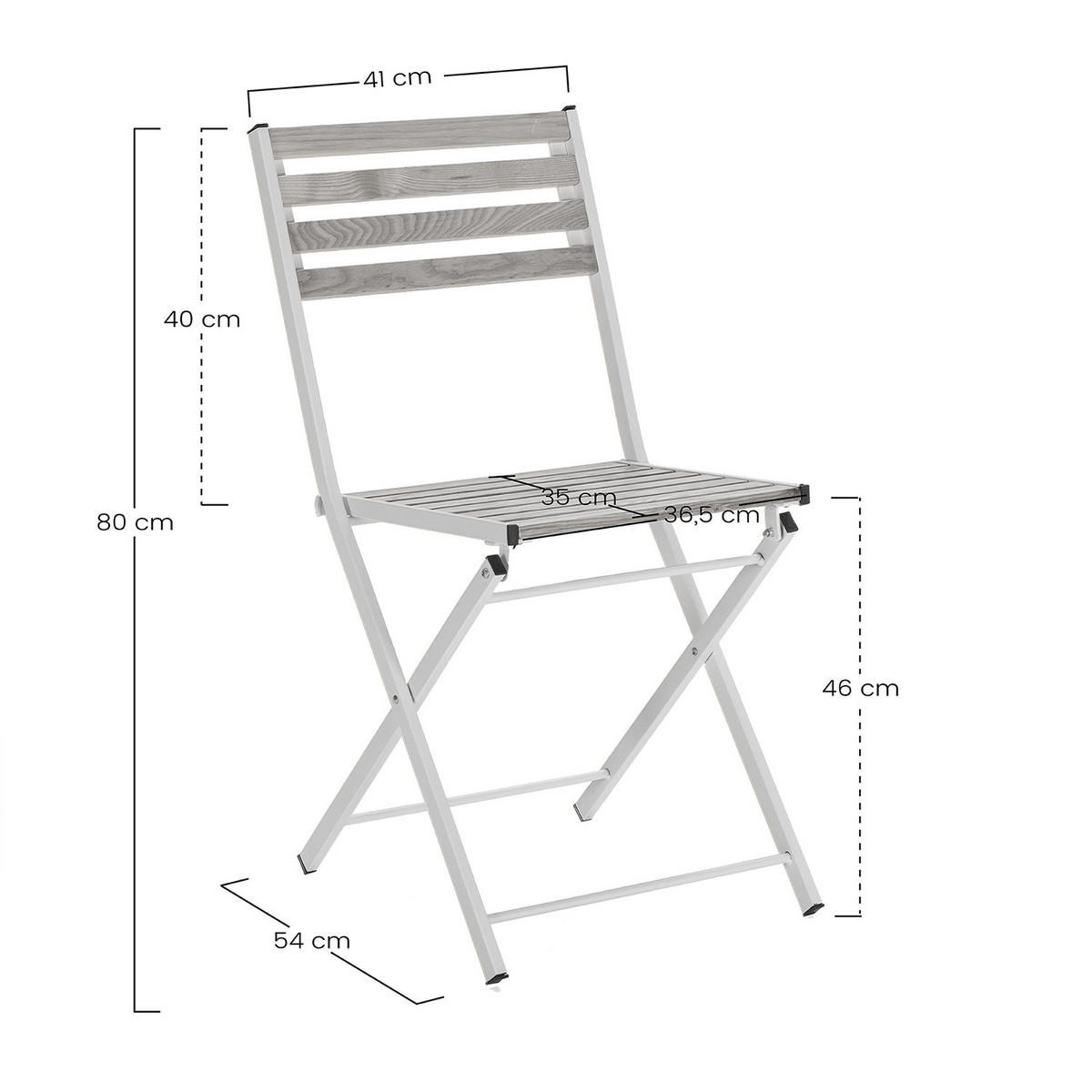 GARTENKLAPPSTUHL-SET Ambar Metall - Weiß, Metall (41/80/54cm) - VS Venta-stock
