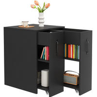 SIDEBOARD 52/50/75 cm in Schwarz mit Rollen und ausziehbaren Modulen - Schwarz, Holzwerkstoff (52/75/50cm) - Flora Grace