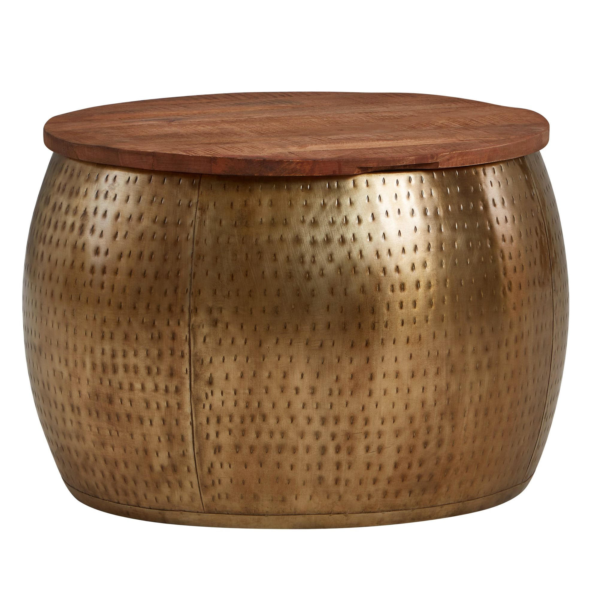 COUCHTISCH Massivholz Braun Gold, Modernes Design, Stauraum, Modell Aurora - Goldfarben, Holz/Metall (60/60/40cm) - KADIMA DESIGN