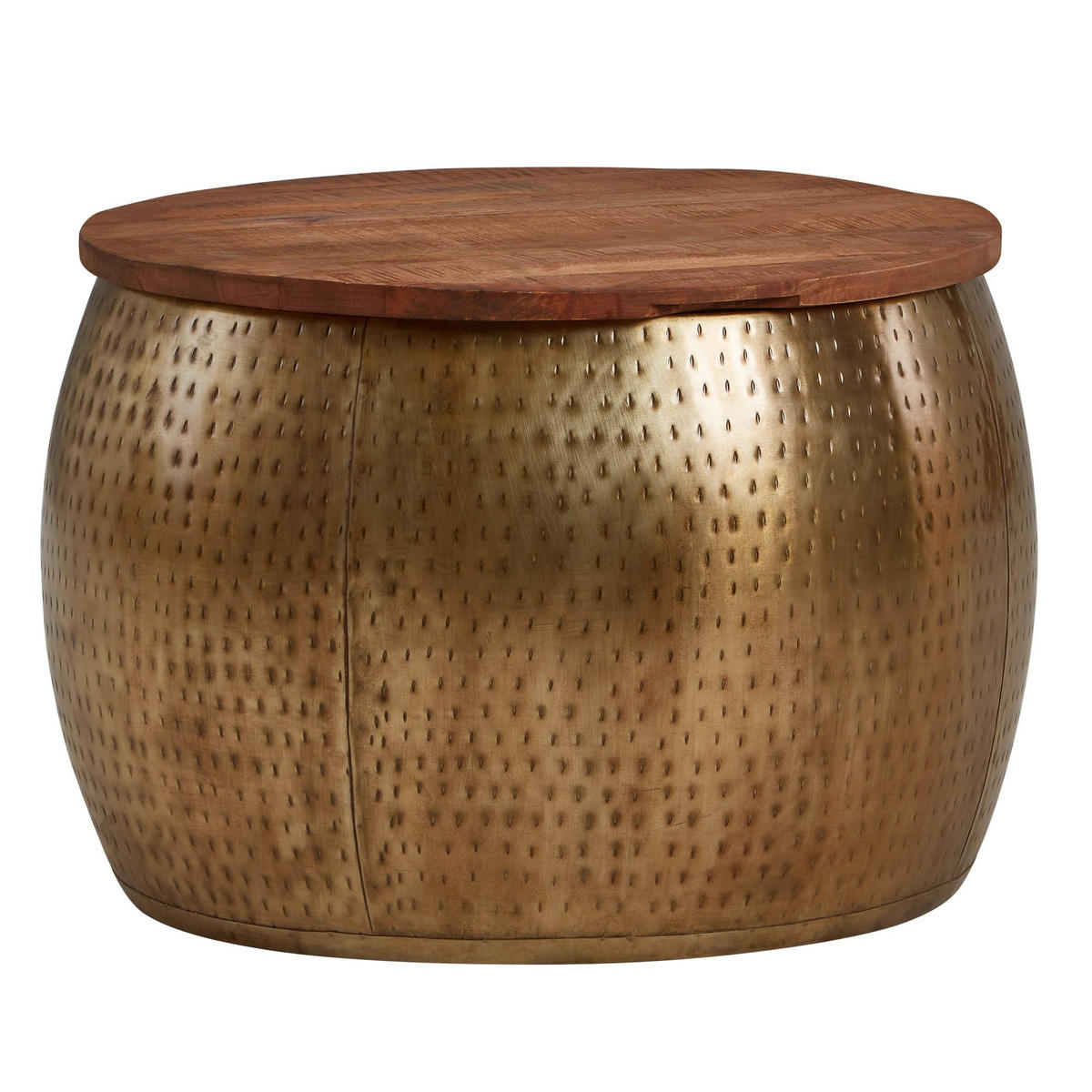 COUCHTISCH Massivholz Braun Gold, Modernes Design, Stauraum, Modell Aurora - Goldfarben, Holz/Metall (60/60/40cm) - KADIMA DESIGN