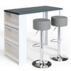 BARTISCH-SET Weiß/Grau 57 x 117 cm mit 2 Barhockern - Weiß/Grau, Holzwerkstoff (57/106/117cm) - Vicco