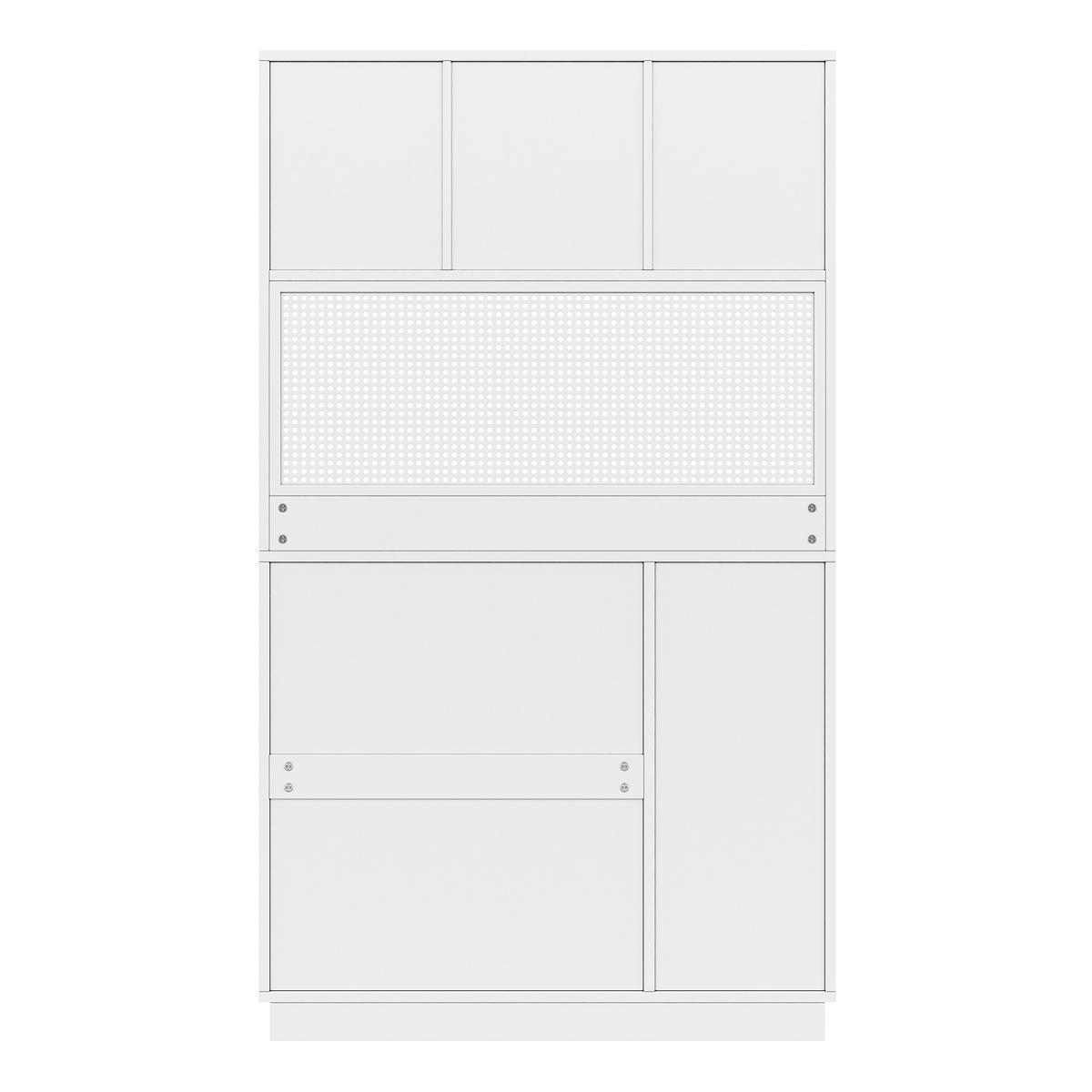 BUFFET DE-38770 103,5/40/180 cm Lochblech und 6 Vitrinenfächer Weiß - Weiß, Holzwerkstoff (103.5/180/40cm) - ComfortXL