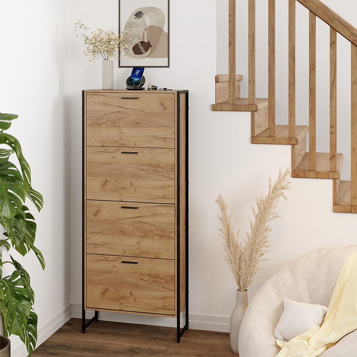 BOTNÍK NA BOTY Folda Dub Goldkraft/černá - černá/barva dubu, kompozitní dřevo (63/152.5/23.5cm) - Vicco