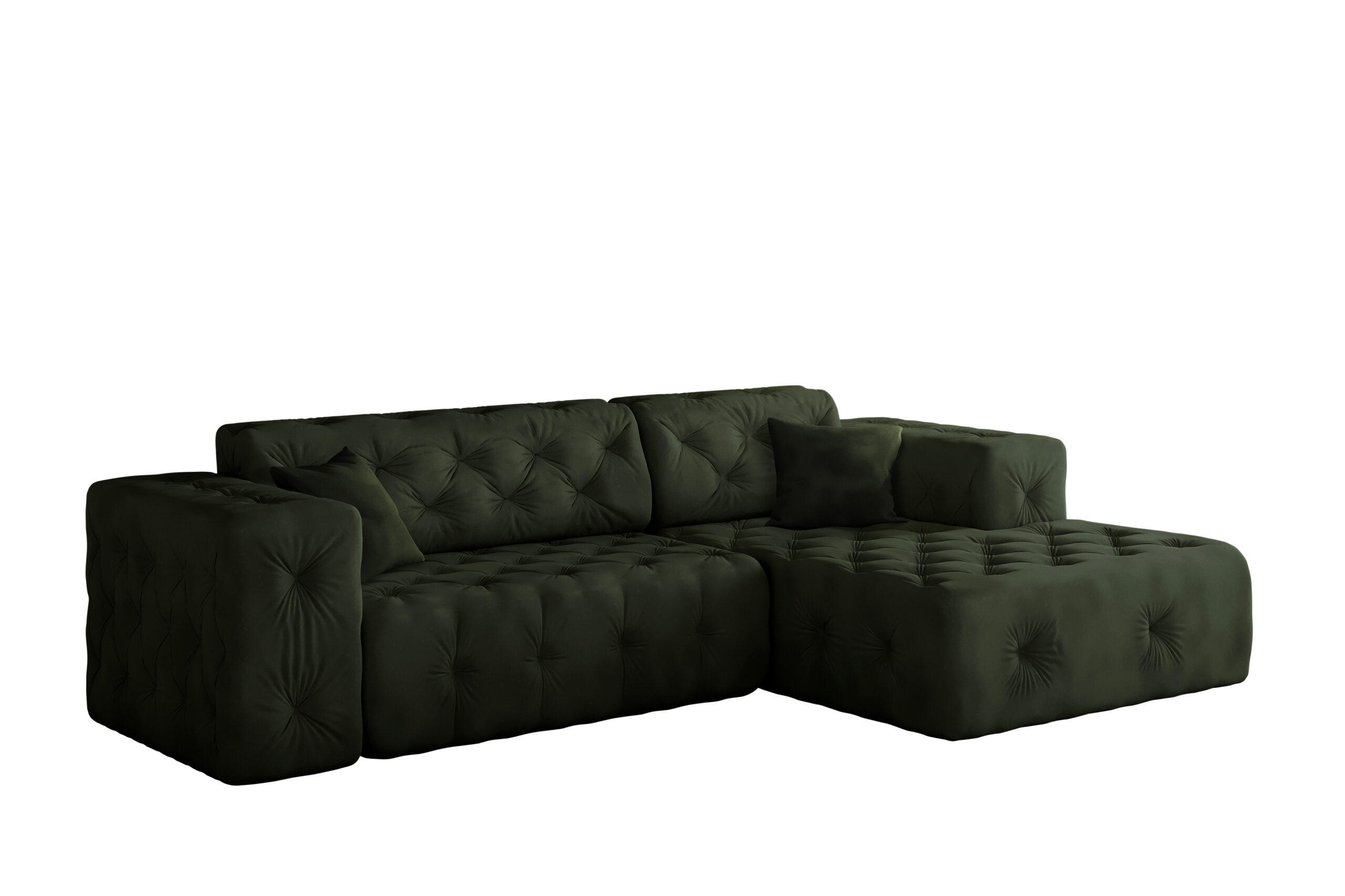 ECKSOFA L-Form Gesteppt LUX Stoff Whisper Rechts Grün - Grün, Holz/Kunststoff (266/165cm) - Kaiser Möbel