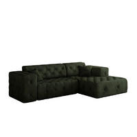 ECKSOFA L-Form Gesteppt LUX Stoff Whisper Rechts Grün - Grün, Holz/Kunststoff (266/165cm) - Kaiser Möbel