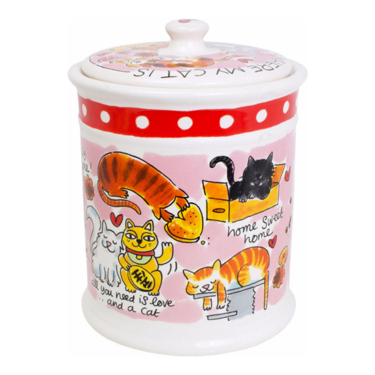 VORRATSDOSE Zuhause ist da, wo die Katze ist in Bunt - 22,5cm - Multicolor, Keramik (16/22/16cm) - Blond Amsterdam