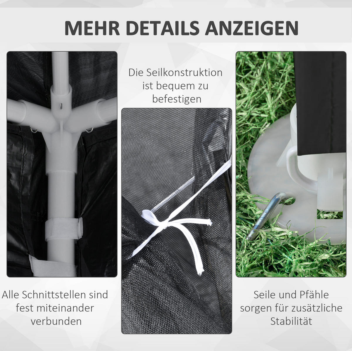 PAVILLON 395/295/255 cm mit Moskitonetz, wasserabweisendem Dach und Metallgestell, Dunkelgrau - Dunkelgrau, Metall (295/255/395cm) - Redom