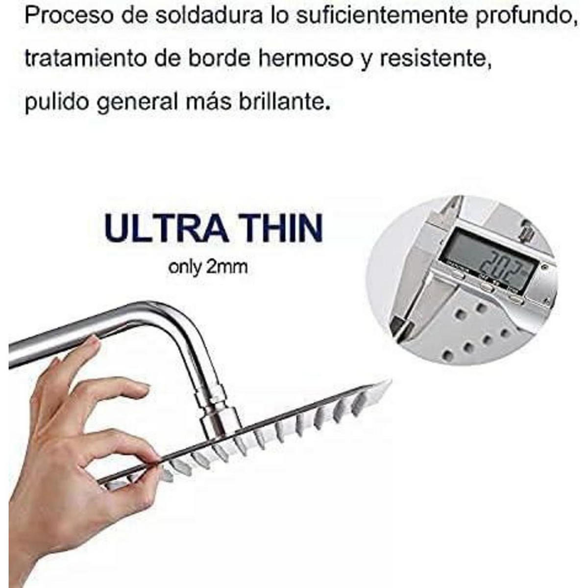 REGENDUSCHE 20 cm Quadratisch Edelstahl mit Anti-Kalk-Düsen - Silberfarben, Metall (20/15/20cm)