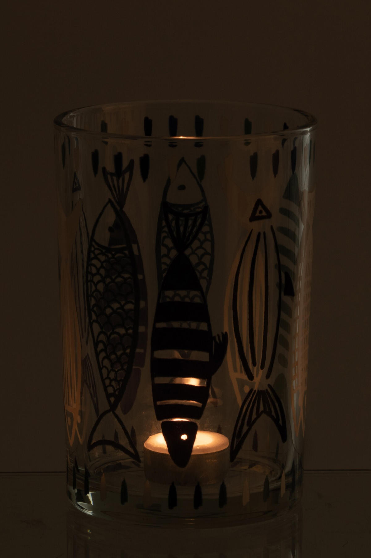 WINDLICHT FISCH - Blau, Glas (12/18cm) - J-Line
