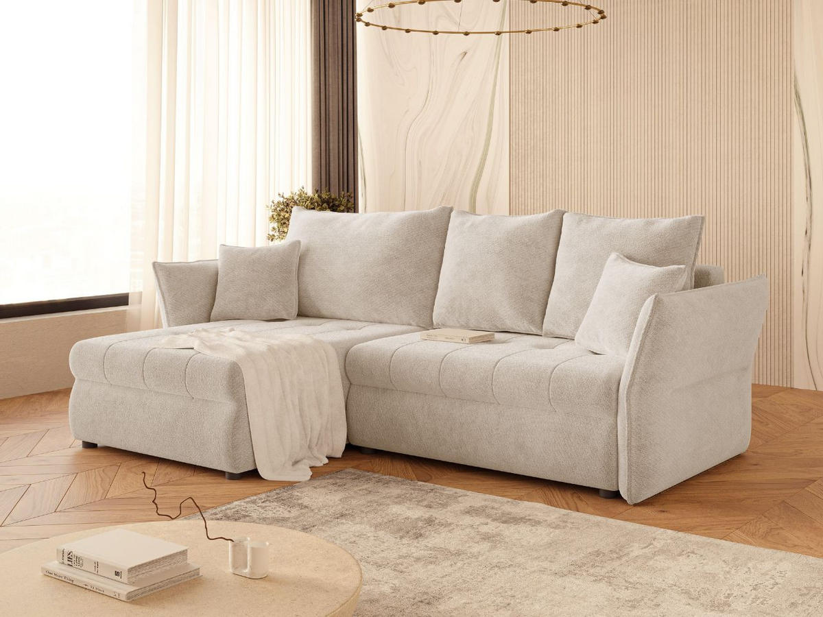 ECKSOFA Lino Beige - Beige/Schwarz, Holz/Kunststoff (270/172cm) - Graingold