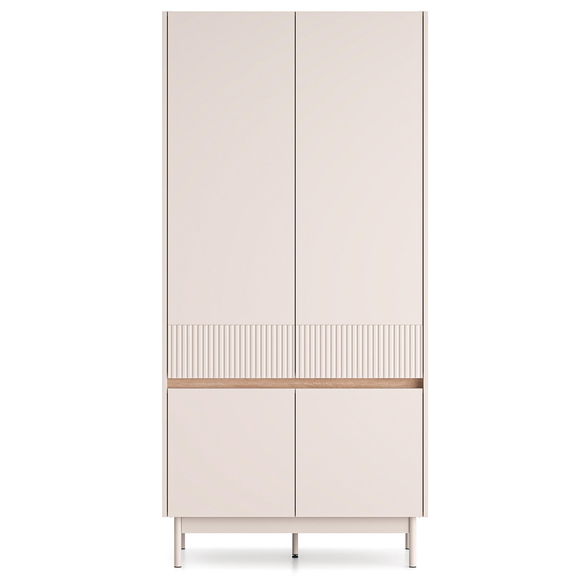 KLEIDERSCHRÄNK NALIA, Creme/Eiche - Eichefarben/Creme, Holzwerkstoff/Metall (92/193/53cm) - KONSIMO®