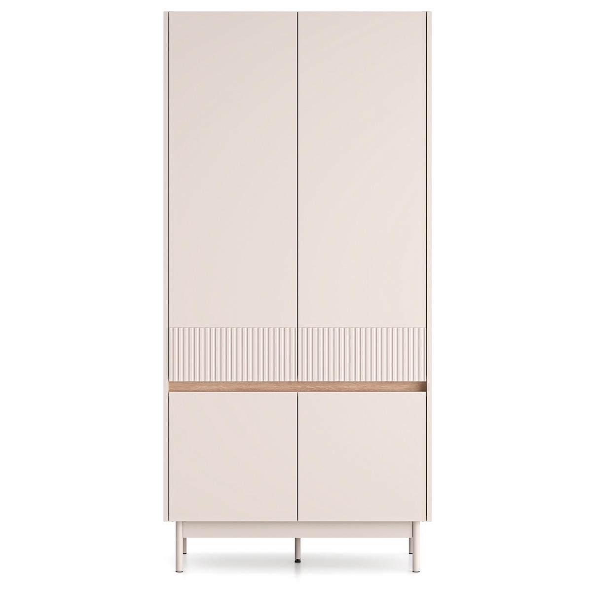 KLEIDERSCHRÄNK NALIA, Creme/Eiche - Eichefarben/Creme, Holzwerkstoff/Metall (92/193/53cm) - KONSIMO®
