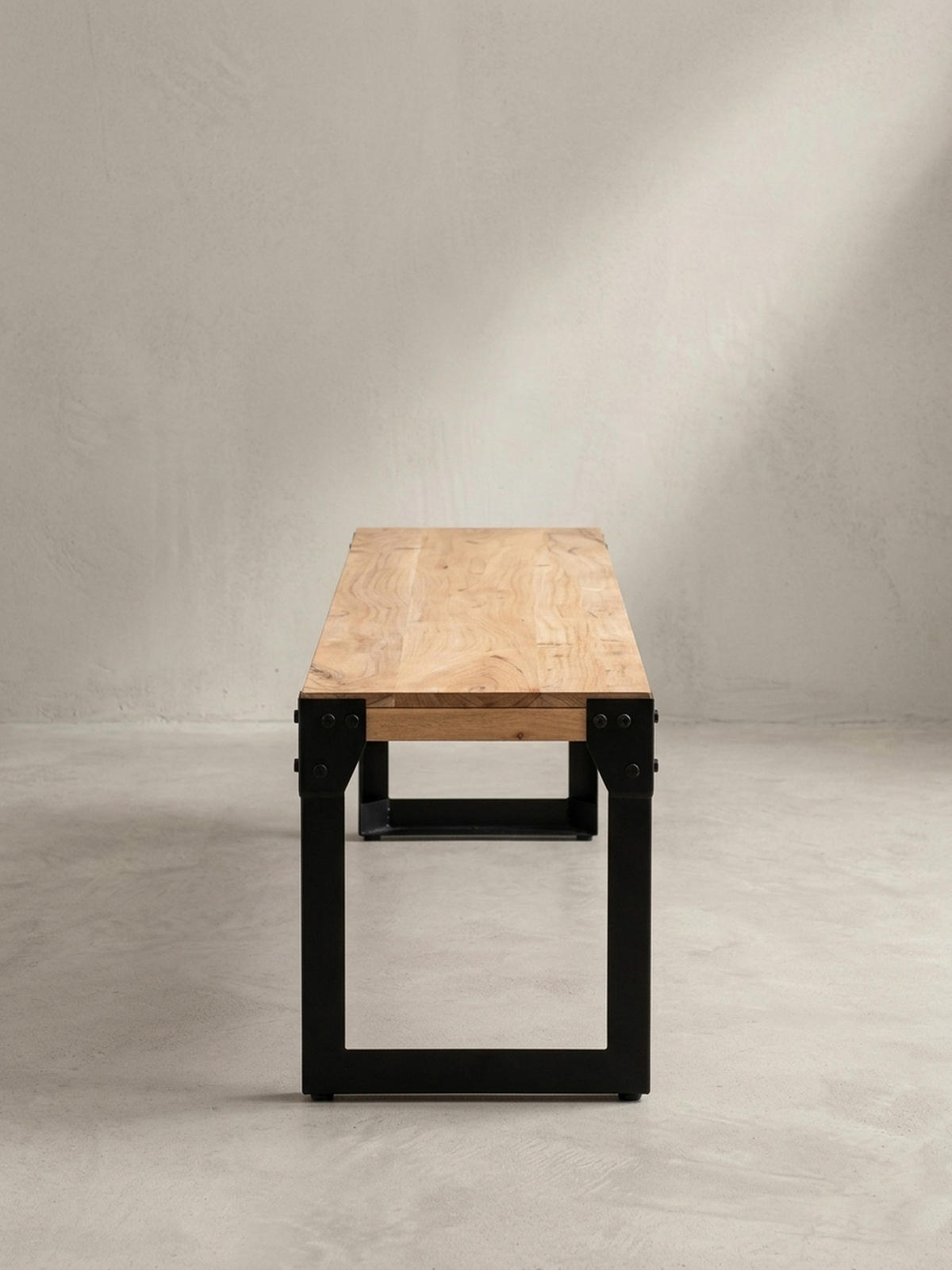 ESSZIMMERBANK Massivholz Metall ohne Lehne, Akazie 120x40x45 cm - Schwarz/Braun, Holz/Metall (120/45/40cm) - KADIMA DESIGN
