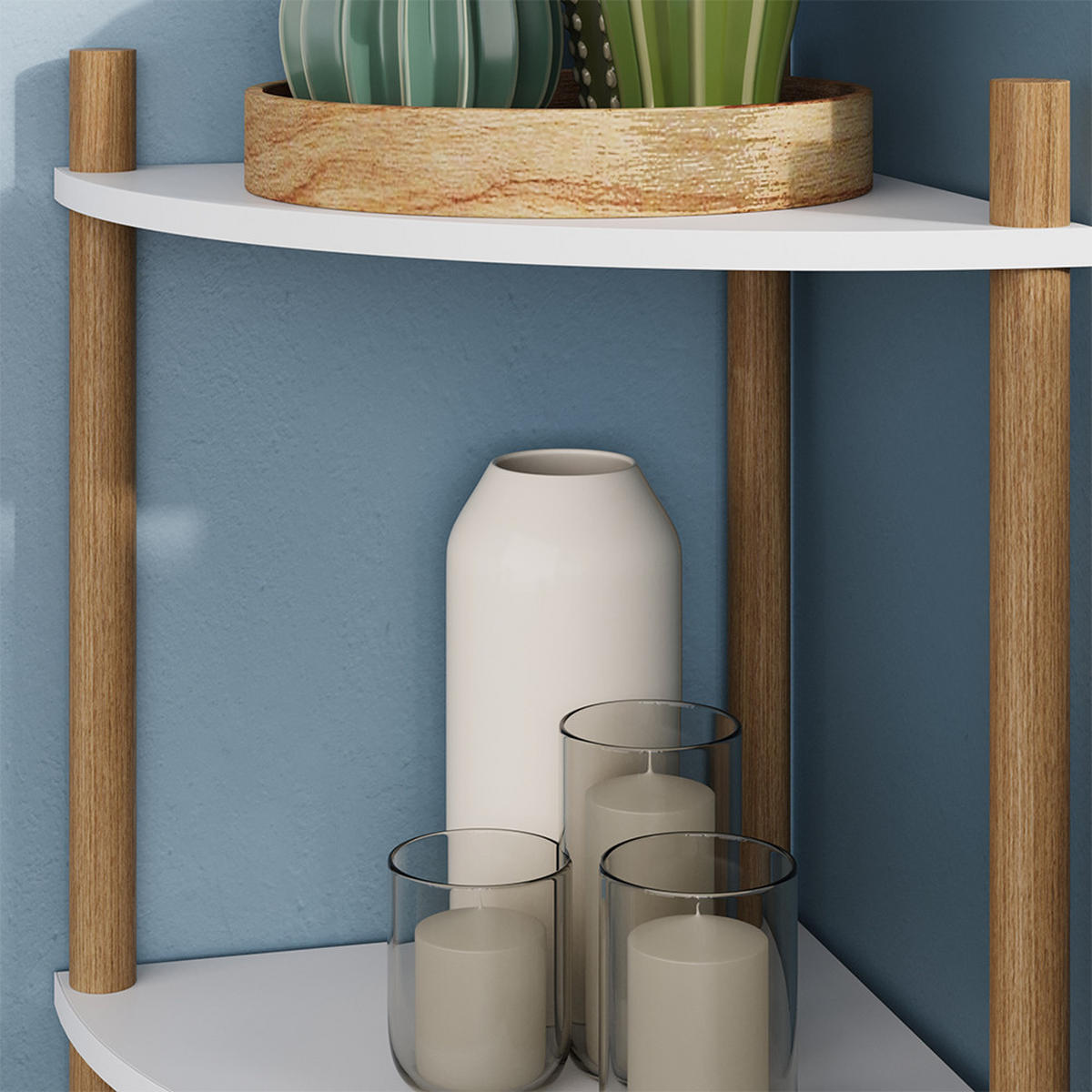 ROHOVÁ POLICE Bivio Bílá/borovice - bílá, kompozitní dřevo (29/72/29cm) - Vicco