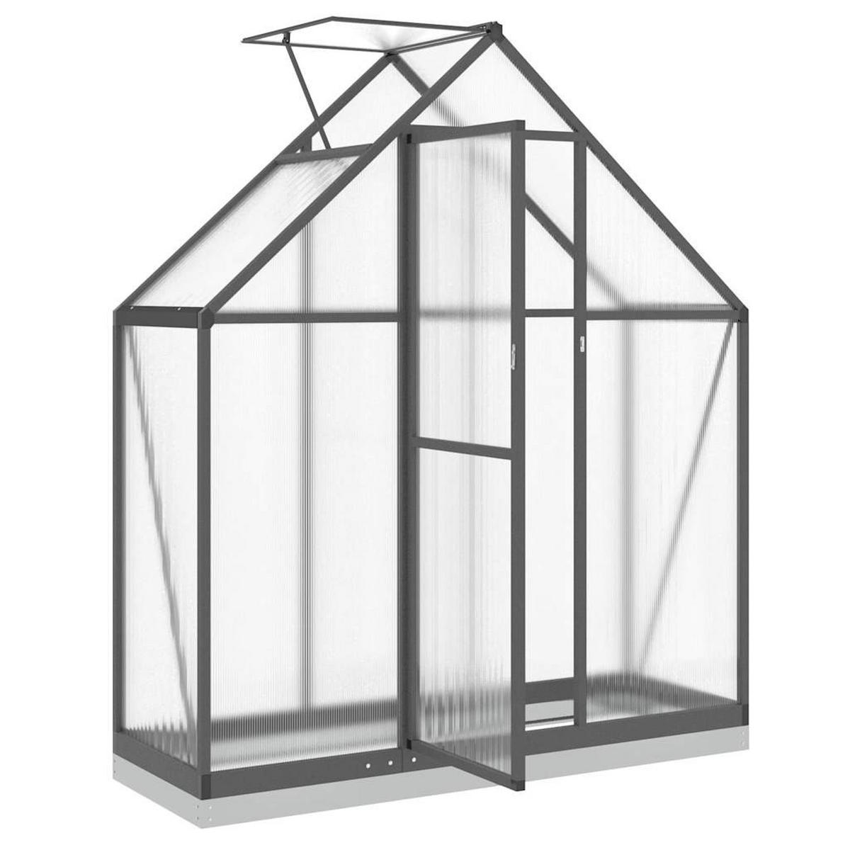GEWÄCHSHAUS Mit Fundamentrahmen Anthrazit 169/58/202 Cm Alu - Anthrazit, Metall (169/202/58cm) - vidaXL