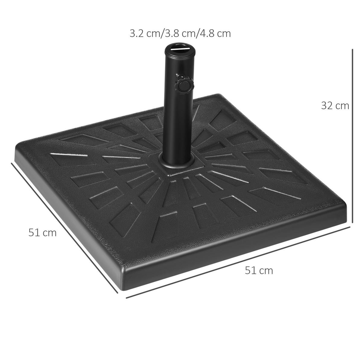 SONNENSCHIRMSTÄNDER 19 kg schwarz - Schwarz, Metall (51/51cm) - LEBENLANG