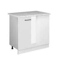 ECKUNTERSCHRANK R-Line Weiß Hochglanz 86 cm, AP Marmor - Weiß Hochglanz/Weiß, Holzwerkstoff (86/81.6/60cm) - Vicco