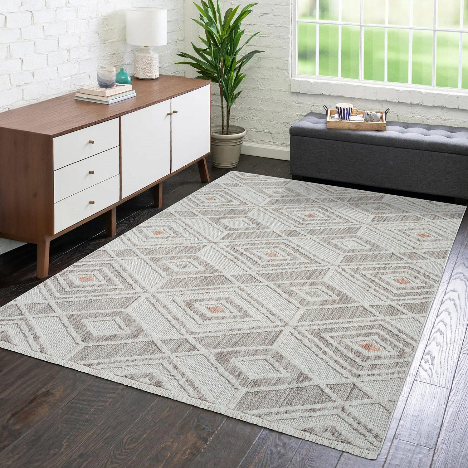 KURZFLOR-TEPPICH Lindo 8875 Terra 120x170 cm - Beige, Textil (120/170cm) - carpet city