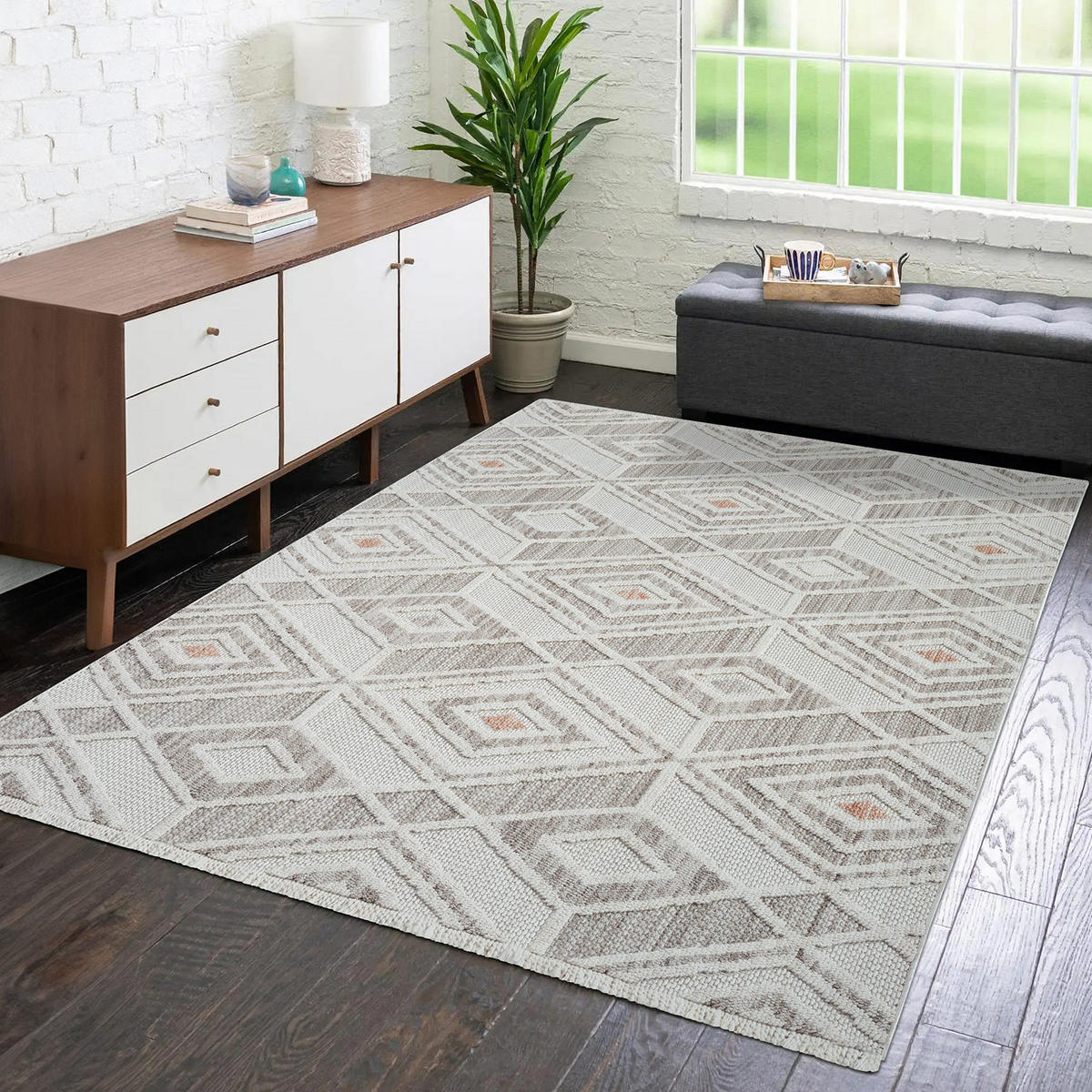 KURZFLOR-TEPPICH Lindo 8875 Terra 200x290 cm - Beige, Textil (200/290cm) - carpet city