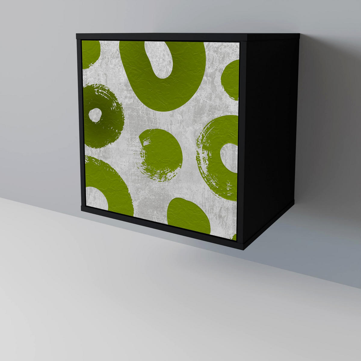 SIDEBOARD GREEN RHAPSODY, Schwarz, 57,5x42x70,5 cm, Schwarze Metall-Sternfüße - Multicolor/Schwarz, Holzwerkstoff/Metall (57.5/70.5/42cm) - SpaceRebels